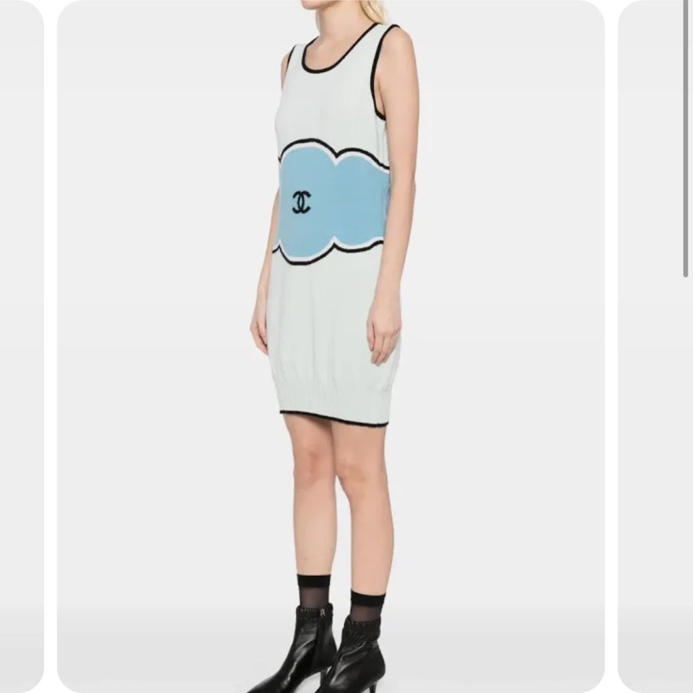 CHANEL Gray and Blue Sleeveless Dress - Picture 2 of 4